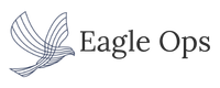 A line drawing of a soaring eagle with a nod to the five lines of a music stave.